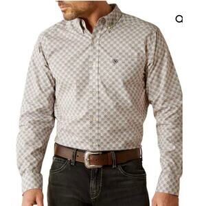 New NWT Ariat Cario Printed Fitted Long Sleeve Woven Button Down Shirt - XXL